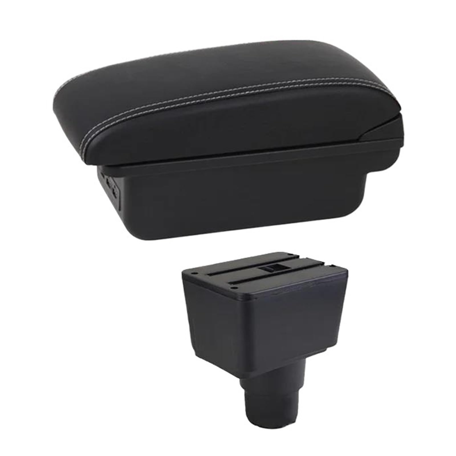 REOKIP For Ford For EcoSport 2018 2019 2020 2021 Car Armrest Box Interior Details Retrofit Center Storage Box Car Arm Rest Box(C1 White Line)