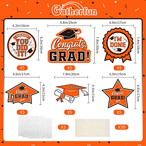 Image of 30PCS Graduation Party Decorations Congrats Grad Table Centerpiece,Graduation Table Decorations,Congratulate Graduation Centerpiece Sticks Table Toppers for Graduation Party(Orange)