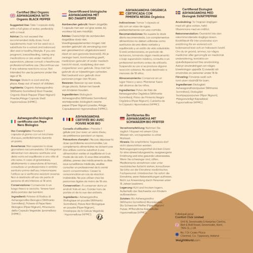 Ashwagandha Bio - 180 Gélules Vegan (6 Mois) - Withanolides & Piperine – vue 5