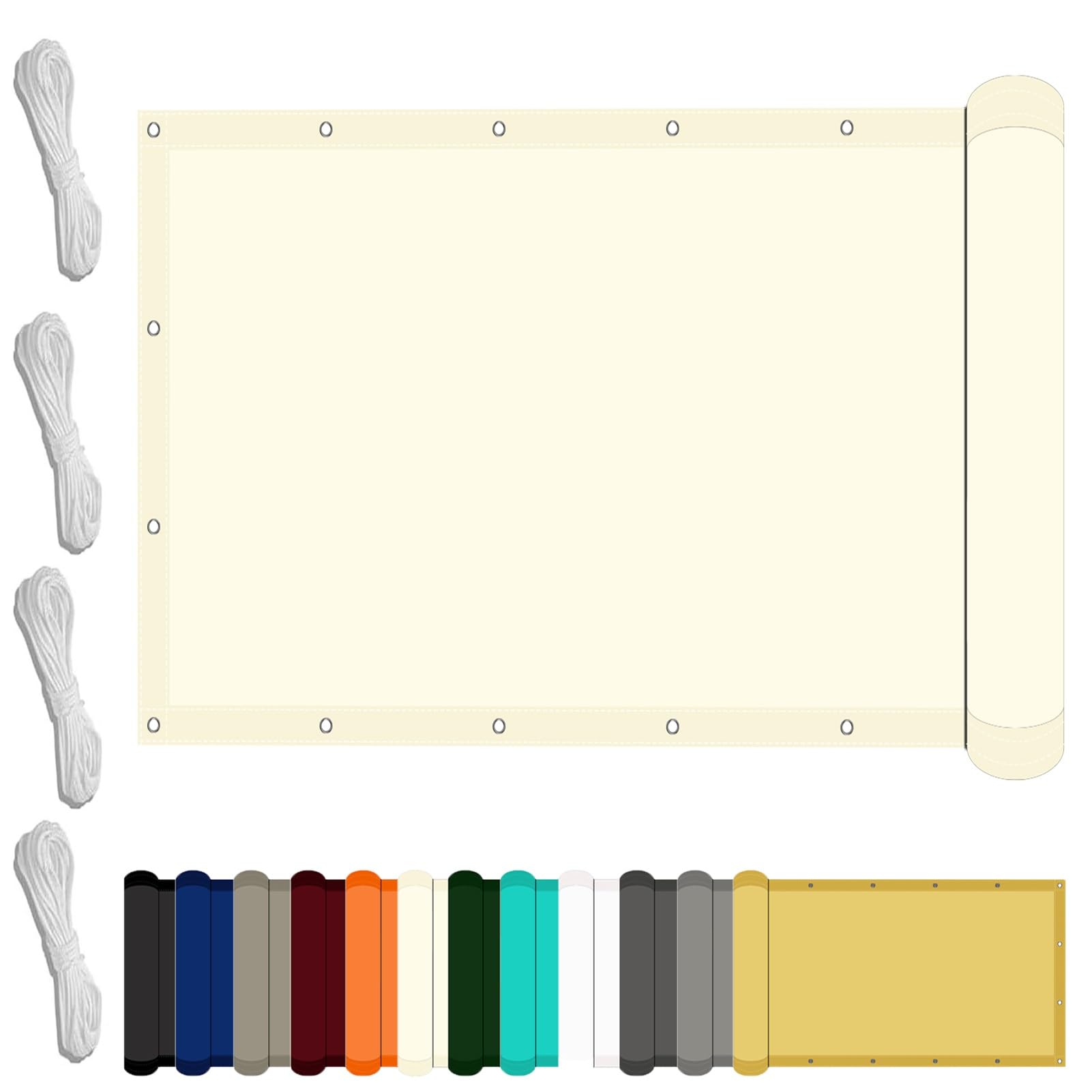 Sonnensegel Rechteckig 300 x 500 cm mit UV Schutz wasserdichte Sonnensegel Premium PES Polyester für Balkon Garten Terrasse, Elfenbein