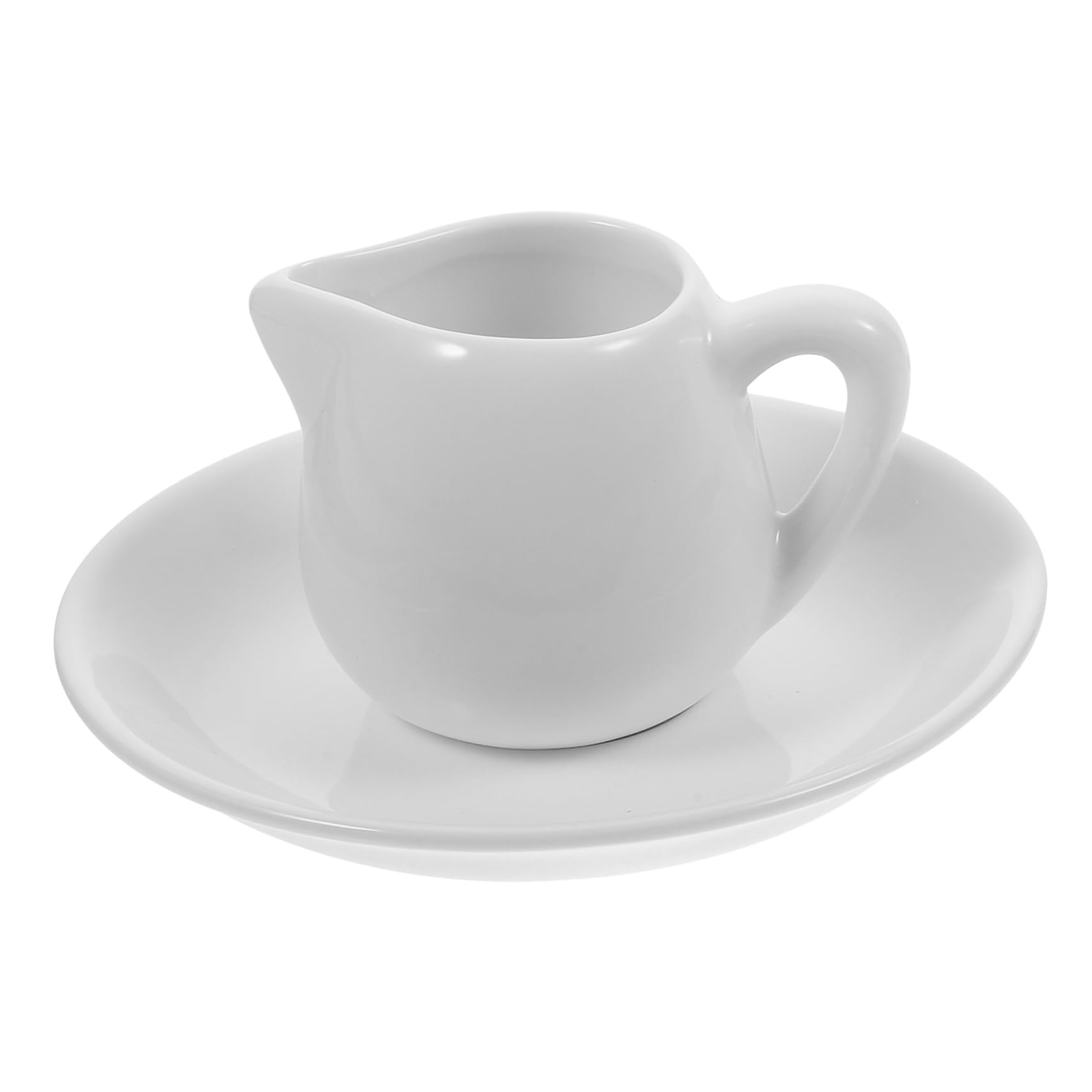 Alipis Ceramic Creamer Pitcher Set Mini Pitcher Bottom Plate for Sauce Dressing Syrup for Western Food