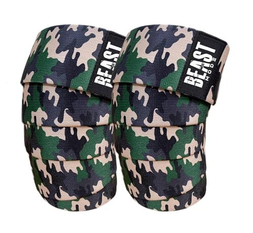 Image of STEIGEN FITNESS Beast Mode Weight Lifting Knee Support For Gym, Knee Wraps for Squats,Knee bands For Men,Knee Straps, Weight Lifting, Cross fit, Gym Workout (camouflage Green)