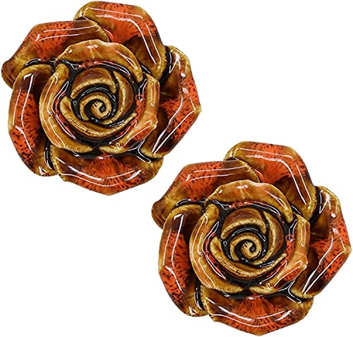 Tirador de cajón para muebles, tiradores de armario de cocina, pomos de puerta de armario, tirador de anillo, 2 uds., pomos de gabinete de flores rosas antiguas de la serie Leopard, tiradores de cajón