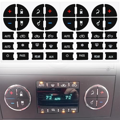 2 PCS AC Panel Decals Radio Button Repair Decal Set Fix Ruined Faded AC Dash Button Sticker Repair Compatible with Chevy Silverado Suburban Tahoe GMC Sierra ﻿