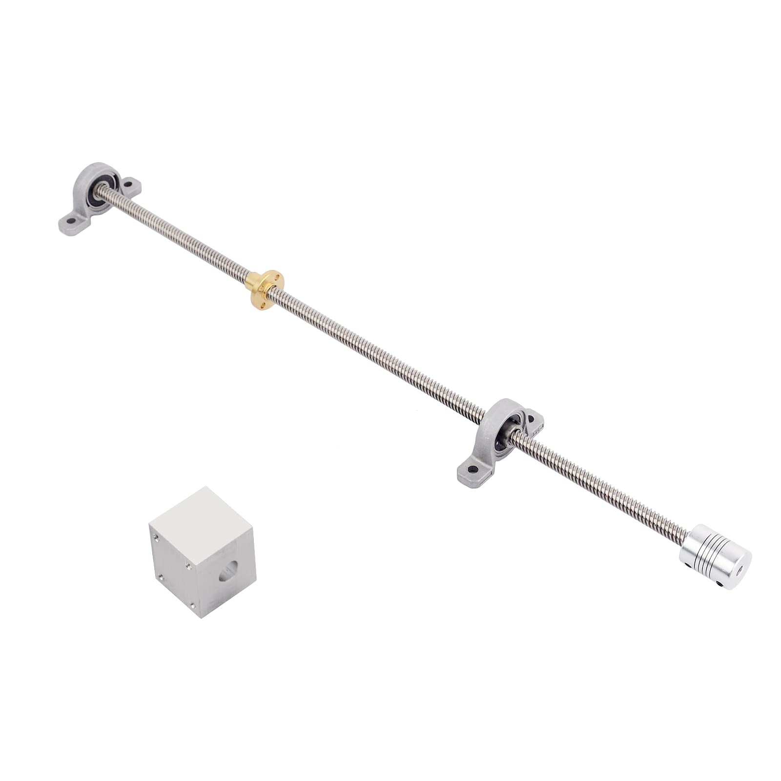 400mm / 15.74inch T8 Lead Screw Nut Set, 8mm Diameter Lead Screw+2pcs KP08 Pillow Bearing Block+ 8x8mm Coupler for 3D Printer,CNC and DIY (400mm, Set) — Amazon image 7