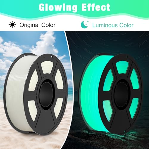 Image of Rainbow Glow in The Dark Filament PLA 1.75mm 1kg(2.2lbs), Glow Blue to Green Gradient Fluorescent 3D Printer Filament,Used for Printing Christmas or Halloween Gifts,Fits FDM 3D Printers&Pens