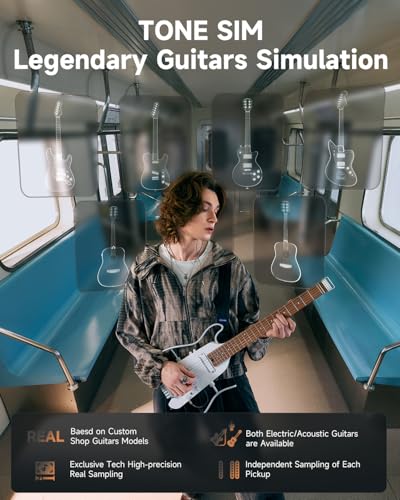 Donner HUSH X PRO Electric Guitar Kit - Smart Travel Guitar with Dozens of Preset Combinations, 7 Tone Sim Options, Metallic White - image 3