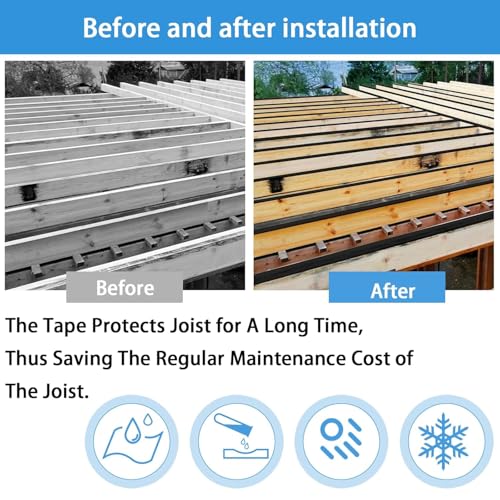 Image of 2 inch x 50' Deck Joist Tape,Butyl Joist Deck Tape,Waterproof and Weather Resistance Self-Adhesive Flashing Tape for Deck Joist Beams Protection (Pack of 2)