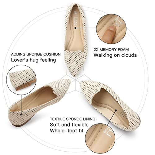 MUSSHOE Flat Shoes Women Comfortable Slip on Women's Flats Beige3