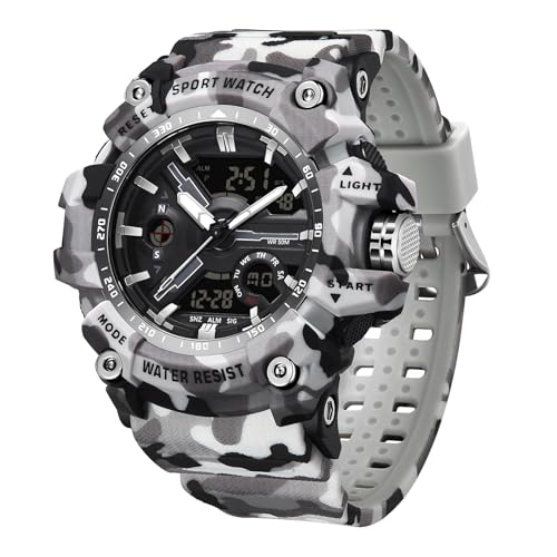 findtime Militär Uhr Herren Military Watch Tactical Outdoor Sport Armbanduhr Digital 5 ATM Wasserdicht Jungen Männer Herrenuhr Schwarz Grün Digitaluhr Chronograph Herren Sportuhr Stoppuhr Wecker