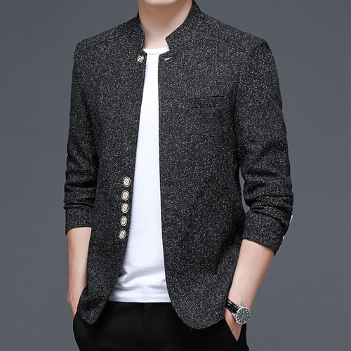 Men's Versatile Business Casual Blazer Solid Color Office Stand Collar Suit Jacket Plus Size Banquet Sport Coat2