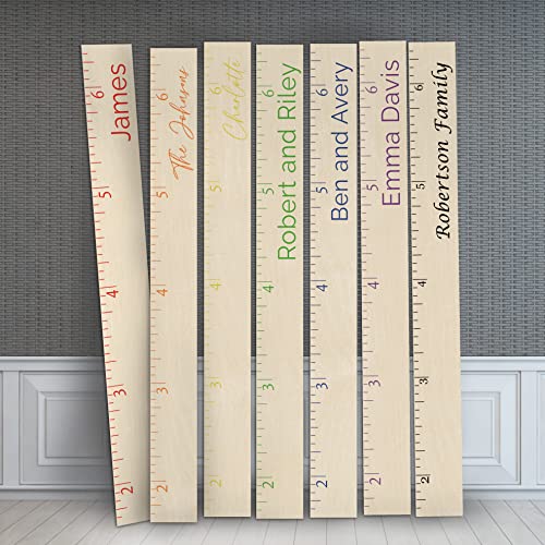 HEADWATERS STUDIO | Personalized Multicolor Wooden Height Growth Chart Ruler for Kids, Boys & Girls w 2 Sizes & Colors | Nursery Hanging Wall Decor, Baby Gift, Customized Measurement Chart - Image 5