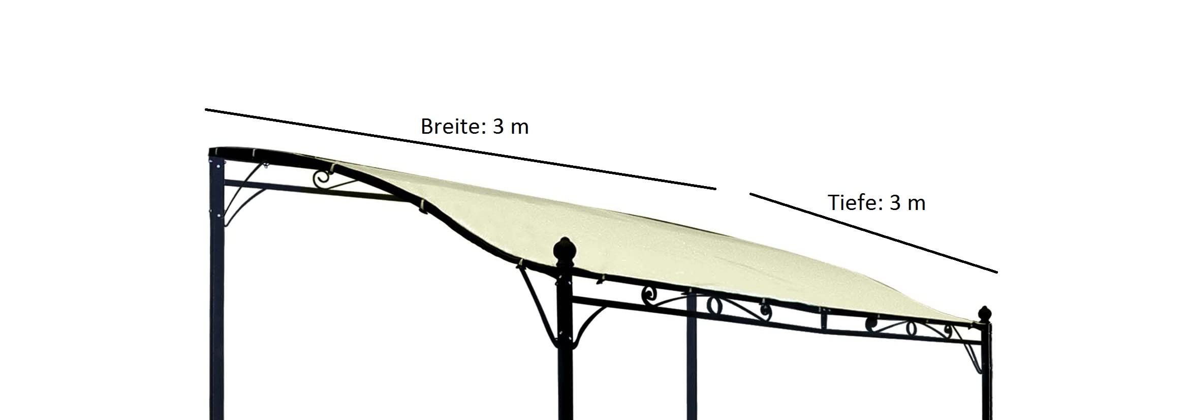 DEGAMO Ersatz Dachplane für Anbaupavillon Mantova XL 300x300cm, wasserdicht Ecru