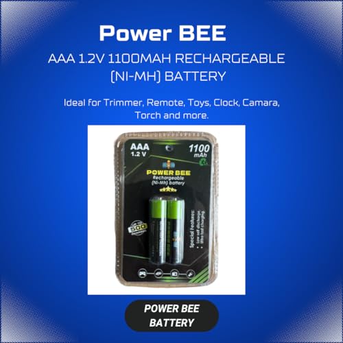 Image of TUBER 2PCS 1.2V AA 2500mAh & AAA 1100mAh Rechargeable Power Bee Lithium Ni-Mh Battery Cell use for Cordless Phone,LED Light,Bluetooth Speaker Clock,Camara,Laptop,Torch,Remote etc (AAA 1100mAh, Green)