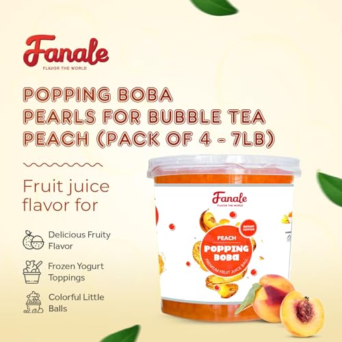 image for Fanale Peach Popping Boba Pearls, Vegan, Non GMO, Gluten Free, Fat Fre