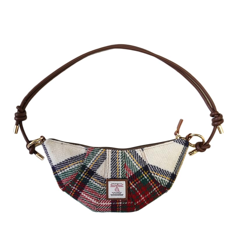 Harris Tweed Mittelgroße Halbmond-Tasche, verstellbarer Riemen, Umhängetasche, Schottenkaro,...