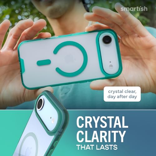 Image of Smartish iPhone Air MagSafe Clear Case - Gripmunk Magnetic Slim Case [Lightweight + Protective] Anti-Yellowing Thin Grip Clear Cover for Apple iPhone Air - Clearly Green