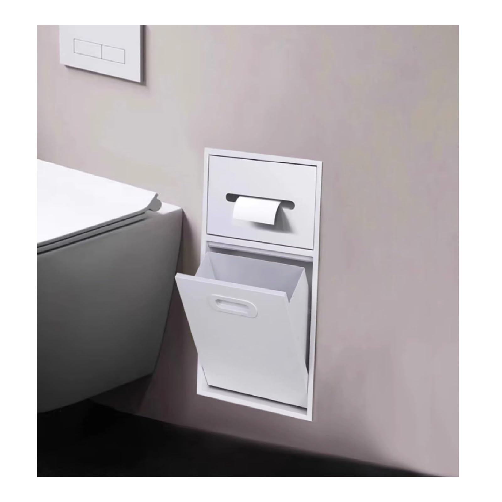 QUSYZD Stainless Steel Bathroom Niche, Recessed Shelf Organizer Shower Niche, Garbage Can Built-in Alcove for Kitchen Living Room Bedroom Storage Rack,White-50x30x14cm