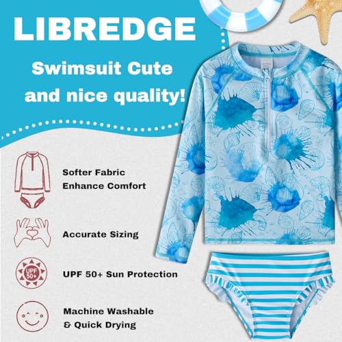 Image of Toddler Girls Swimsuit Rash Guard Sets 2-Piece Bathing Suits UPF 50+ Summer Kids Swimwear 2-7T