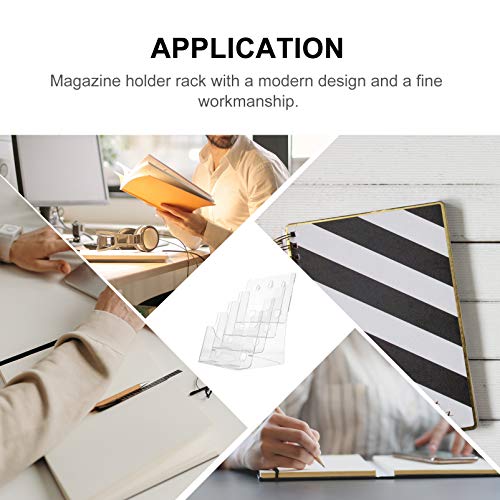 Hemobllo Brochure Holder, 4-Tier Clear Acrylic Brochure Display Rack Magazine Holder, Multi- Compartment Tiered Literature Holder File Display Stand For 5.8 X 8.2 Inch Brochures #TOP4