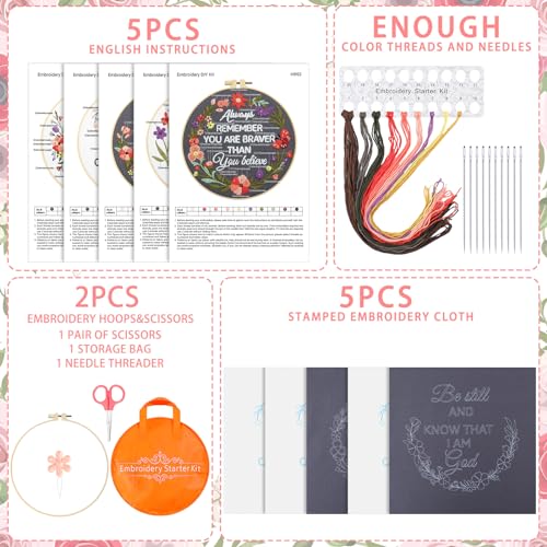 You're Awesome Keep That Up Embroidery Kit for Beginners, Funny Embroidery Starter Kit Craft Kit Stamped Cross Stitch Set Birthday Gift for Women, Best Friend, Mom, Coworker