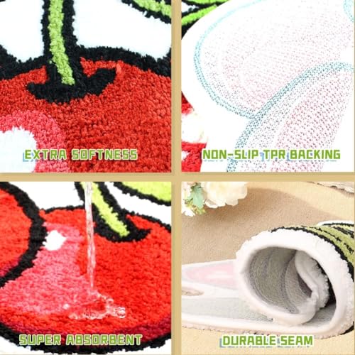 Image of AAZEEM Mat Rugs Non-Slip Abstract Bath Rugs Cute Mat Washable for Tube|Rectangular Door Mat for Home |Drawingroom |Easy Clean Indoor and Outdoor Floor Mat |Super Absorbent |Cherry|16 inchx24 inch & 20 inchx32 inch |
