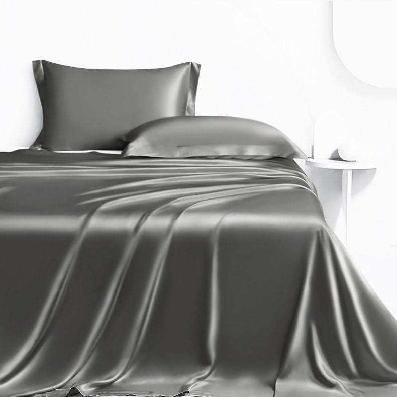 LINENWALAS Double Bed Sheet Set, 300 Thread Count 100% Bamboo Bedding Set, Cooling Silk Sheets, 1 Fitted Sheet - Image 3