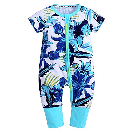 yipinrensheng Baby Boys Girls Zipper Short Sleeve Pajama Sleeper Cotton Romper(Size 3M-3T)