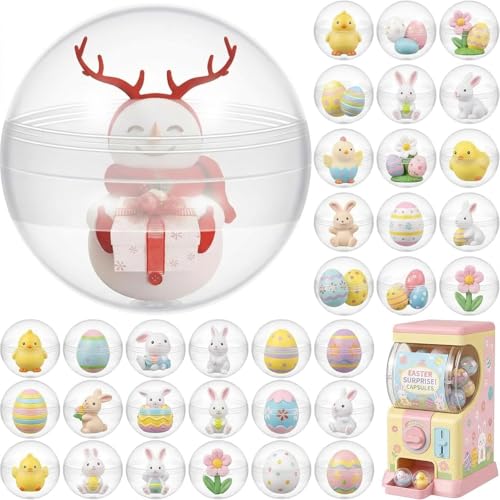 JOINPAYA 50 Pcs Clear Vending Machine Capsules 45mm Snap-Tight Round Toy Capsules for Kids Party Favors Replacement Balls for Bath Bomb Molds Prizes Arts & Crafts - Crystal Clear