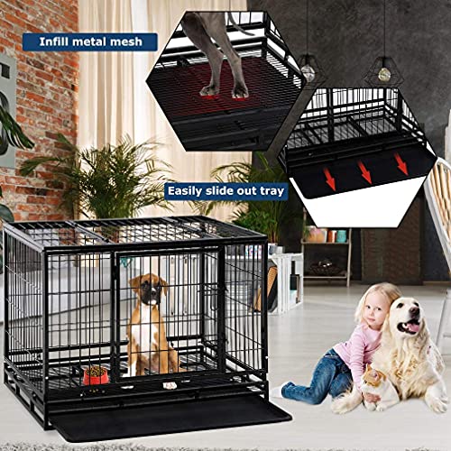 HGS 36-in Dog Crate Metal Dog Cage Heavy Duty Kennel for Large Dogs Pet Playpen for Training, Indoor Outdoor Dog Crate… - Image 3