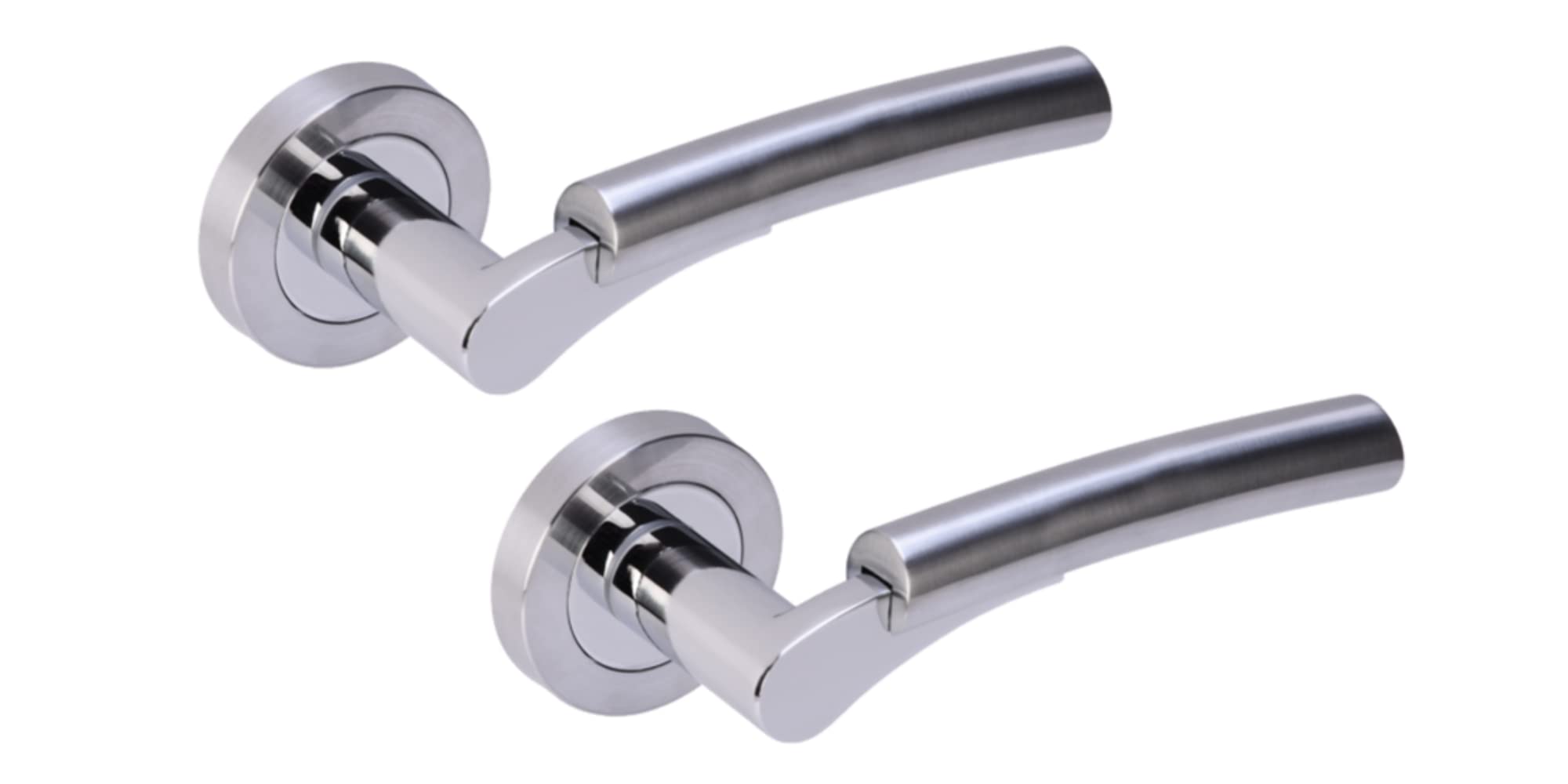 Hunta HANDLEZONE® Raida Lever On Round Rose Door Handles, Internal Passage Latch Handles, 1 Set - Dual Finish Polished/Satin Chrome