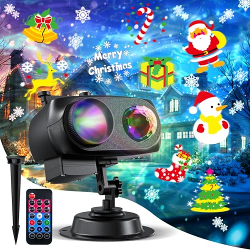 Christmas Projector Lights Outdoor Decorations, Holiday Projector Lights with 10 Slides/80...