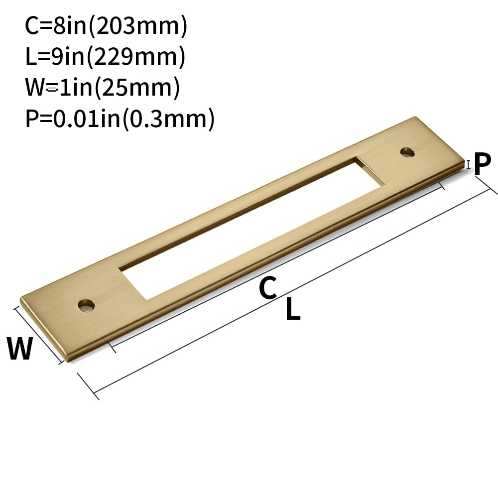 KHTUMEWARE-203BP Backplate, Brushed Brass, 229 mm Length, 5-Pack in Brushed Brass — KHTUMEWARE