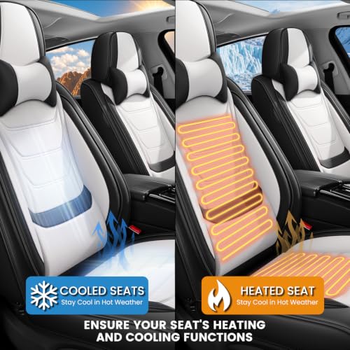Image of Car Seat Covers Custom Fit Kia Telluride 2020-2026, Waterproof Nappa Leather Car Seat Protector, Breathable Car Seat Cushion, Seat Covers for Car(2 Seats Luxury /Black&White)