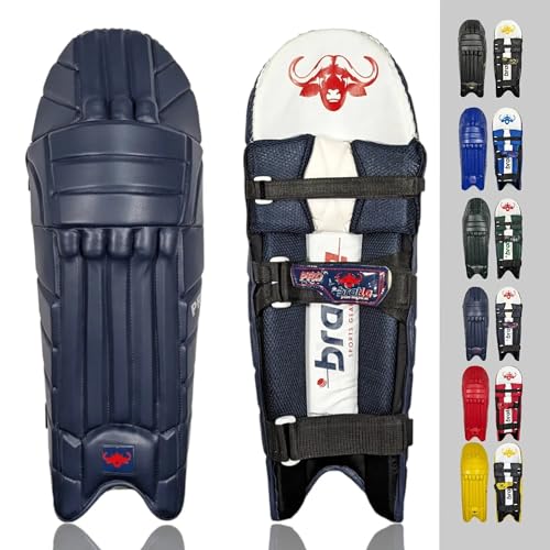 Bratla Pro Cricket Pads for Men Batting, Navy Blue Cricket Pads for Men, Cricket Batting Pads or Leg Guard for Adult Navy