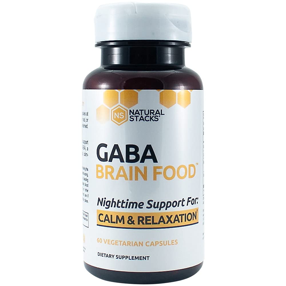NATURAL STACKSGABA Brain Food Nighttime Support for Calm Relaxation (60 Vegetarian Capsules)