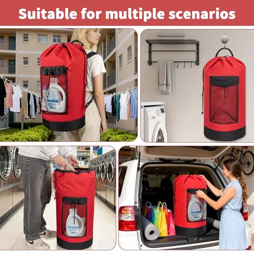 150L Laundry Bag Backpack with 3 Sizes Mesh Wash Bags and Shoulder Straps by WELIDAY - Used condition - Image 7