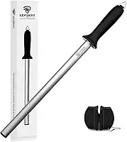 Aço de afiar facas de diamante – Aço de afiação profissional revestido com diamante de 30,5 cm, haste de afiação de facas premium para todas as facas, leve e durável