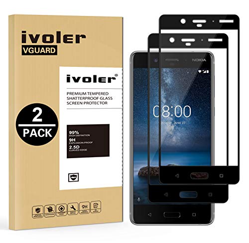 ivoler [2 Piezas] Protector de Pantalla para Nokia 8, [Cobertura Completa] Cristal Vidrio Templado...