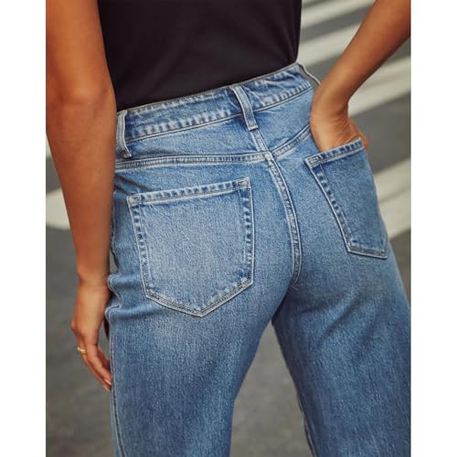 Women's High Waisted Wide Leg Jeans Stretchy Baggy Straight Loose Jeans Casual Washed Denim Mom Pants2