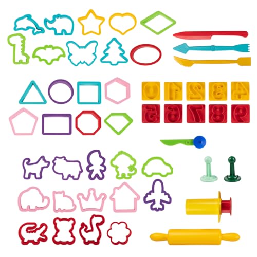 Genio Kids 50 Pezzi Formine Dido Per Bambini, Formine Plastilina Per Bambini, Dido Accessori Per Pasta Modellabile Bambini, Utensili Plastilina, Formi