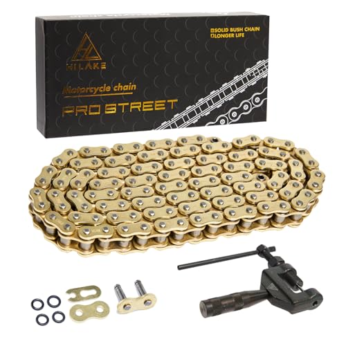 HILAKE Gold 530 X-Ring Chain 120 Links with Connecting Master Link and Chain Breaker (530HX-120L Chain Breaker Set)