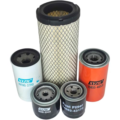 XYZIL Maintenance Service Filter Kit Compatible with Kioti CK2610 HST CK2620 HST Compact Tractor CK2610H CK2620CHSE CK2610CHSE CK2620H Air Engine Oil Fuel Hydraulic E7230-11081 E6201-32443 E6201-32443
