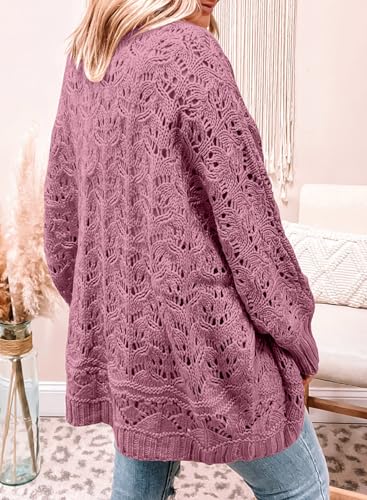 Image of Eytino Womens Plus Size Crochet Cardigan Sweater Long Sleeve Hollow Out Open Front Cardigans Outwear(1X-5X)