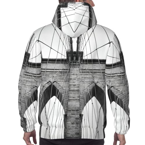 Pull à capuche Brooklyn Bridge pour homme avec cordon de serrage et manches longues