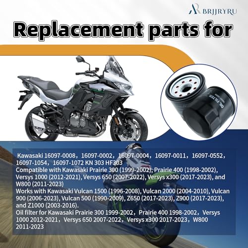 Image of (4-Pack) Replacement Oil Filter Compatible with Kawasaki OEM Numbers 16097-0008, 16097-0002, 16097-0004, 16097-0011, 16097-0552, 16097-1054, 16097-1072 | Fits Kawasaki KN 303, HF303, 2520799, 3089996