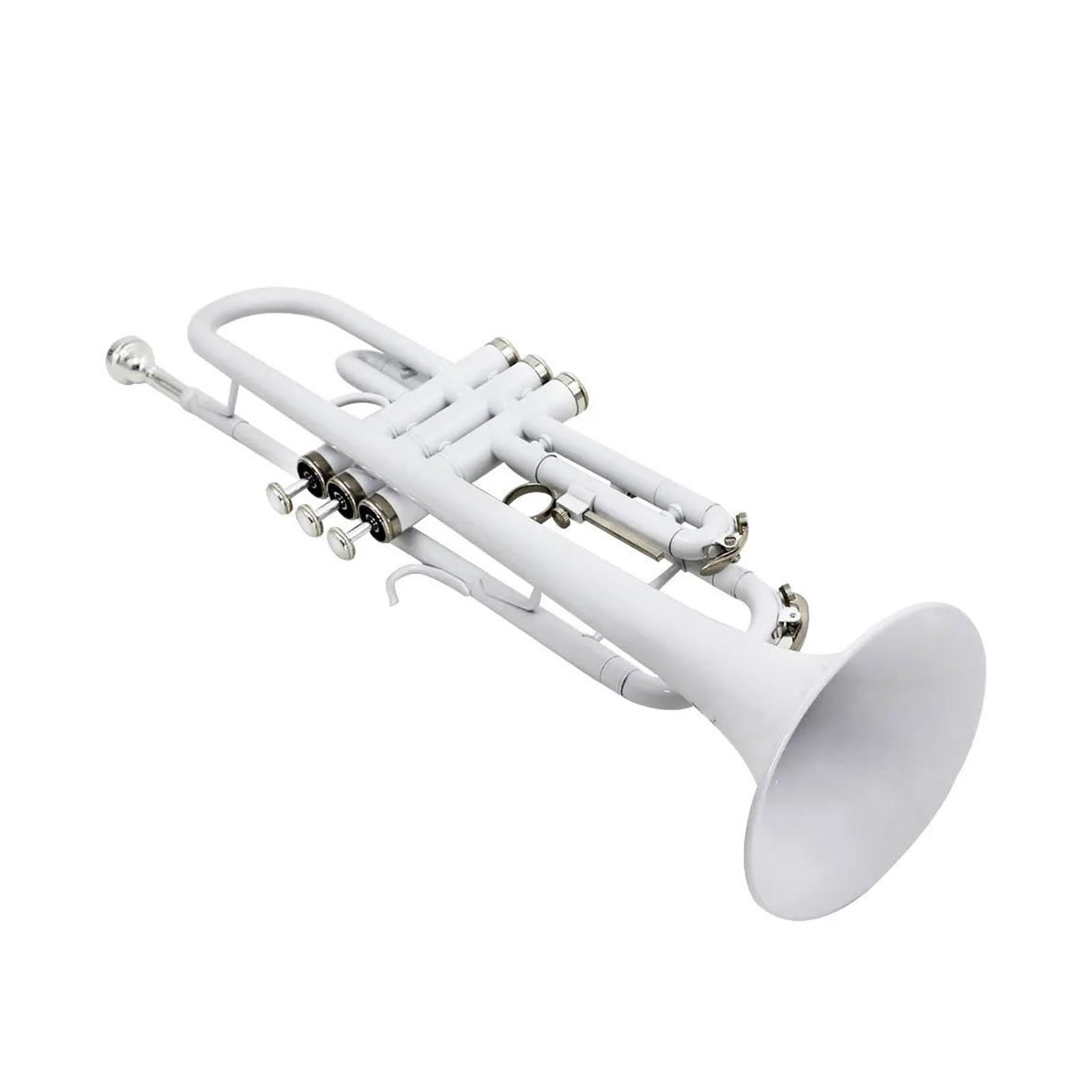 Trąbki Biała trąbka Profesjonalny instrument dęty puzon muzyczny z rękawiczkami z ustnikiem Ściereczka do czyszczenia Etui na pasek Najlepsza trąbka