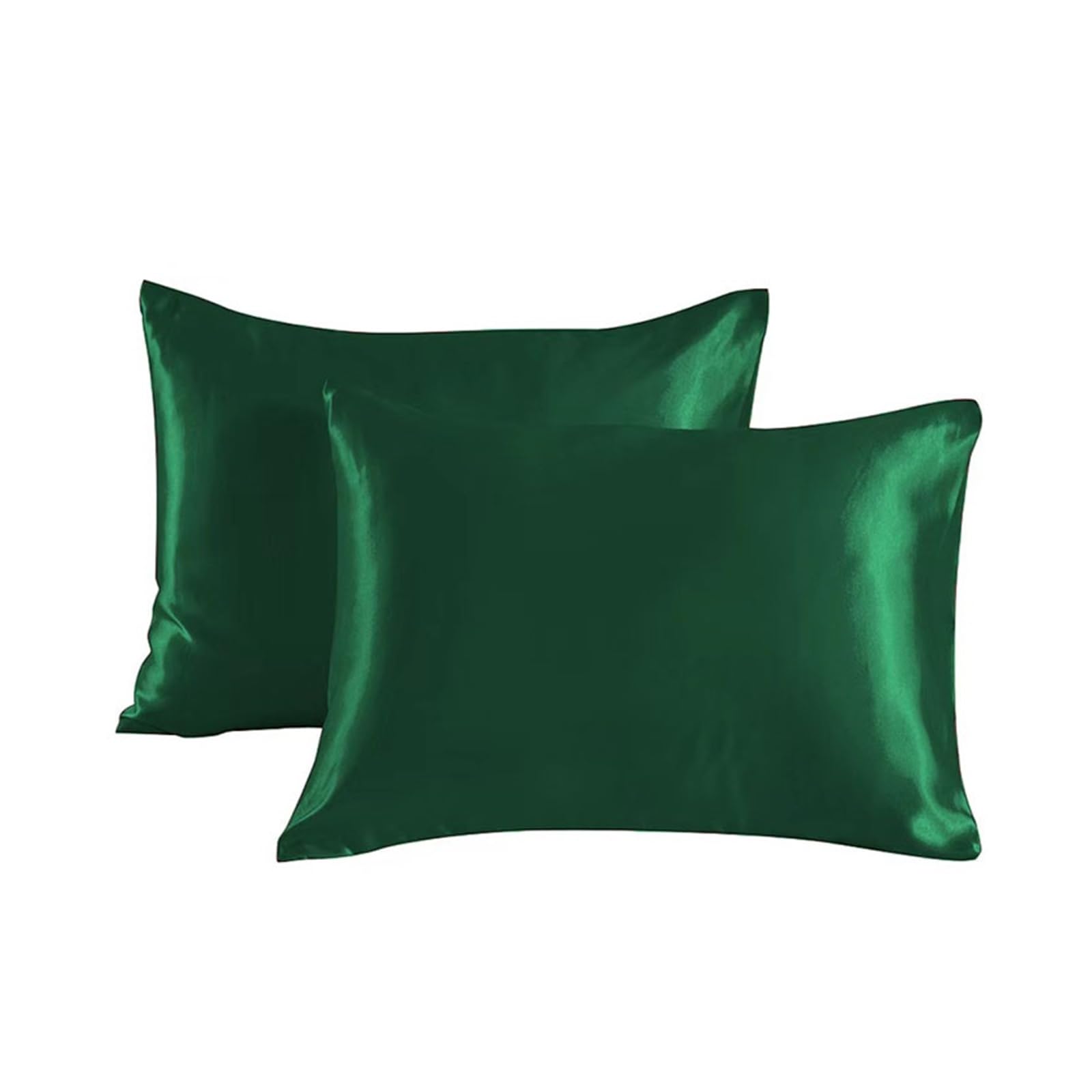 Silky Pillow Covers, 2Pcs Multicolor Silk Satin Pillowcase 51x66-76cm(Green,51x66cm(20x26 inch))