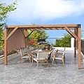 12'X 14'Cedar Wood Pergola Kit with Retractable, All-Season Durability, High-Wind Rating, Durable,Wood Patio Pergola for Outdoor Patio, Deck, Garden, and Entertaining