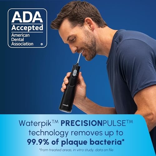 Image of Waterpik Cordless 1100 Rechargeable Portable Water Flosser for Teeth Cleaning and Flossing, Travel, Braces Care, Healthier Gums, Waterproof for Shower, ADA Accepted, WF-30CD Black, Packaging May Vary